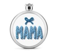 Flasque en acier inoxydable avec inscription « Mama and Bow » - Pour liqueur - Poche ronde - Portable - 150 ml