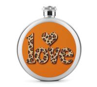 Flasque en acier inoxydable avec inscription « Word Love in Leopard » et cœur pour liqueur, poche ronde portable pour boisson 140 ml