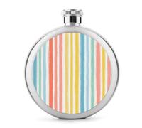 Flasque en acier inoxydable avec motif à rayures verticales pour liqueur, poche ronde portable pour boissons 140 ml