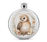 Flasque en acier inoxydable avec motif chouette de la forêt - Pour liqueur - Portable - 140 ml