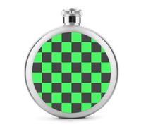 Flasque en acier inoxydable avec motif échiquier vert et noir pour liqueur, bouteille à vin portable pour boisson, 140 ml