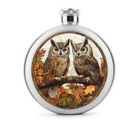 Flasque en acier inoxydable avec motif hiboux sur une branche de chêne pour liqueur, bouteille de vin portable pour boisson 140 ml