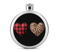 Flasque en acier inoxydable avec motif léopard et motif à carreaux pour liqueur, poche ronde portable pour boisson 140 ml