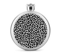 Flasque en acier inoxydable avec motif léopard noir et blanc pour liqueur, poche ronde, bouteille à vin portable pour boisson, 150 ml