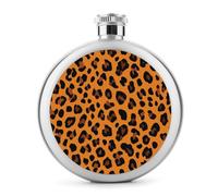 Flasque en acier inoxydable avec motif léopard noir et orange pour liqueur, bouteille à vin portable pour boisson, 150 ml
