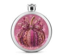 Flasque en acier inoxydable avec motif léopard rose étincelant avec ruban pour liqueur, bouteille de vin portable pour boisson 140 ml