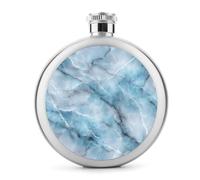 Flasque en acier inoxydable avec motif marbre bleu pour liqueur, bouteille à vin portable pour boisson 140 ml