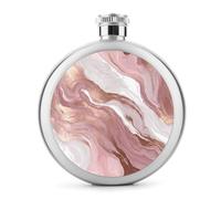 Flasque en acier inoxydable avec motif marbre rose pour liqueur, bouteille de vin portable pour boisson 140 ml