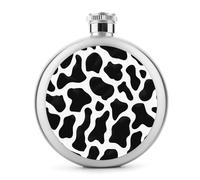 Flasque en acier inoxydable avec motif peau de vache noire et blanche pour liqueur, bouteille à vin portable pour boisson 140 ml