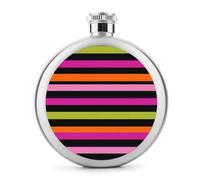 Flasque en acier inoxydable avec rayures roses, oranges, noires et vertes, pour liqueur, bouteille à vin portable pour boisson 140 ml