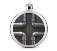 Flasque en acier inoxydable avec texture de tuyau en métal pour liqueur, bouteille de vin portable de poche ronde pour boisson 150 ml