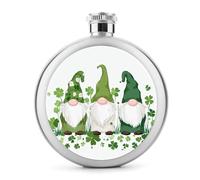 Flasque en acier inoxydable avec trois nains avec barbe blanche et chapeaux verts pour liqueur, bouteille de vin portable pour boisson 140 ml