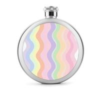 Flasque en acier inoxydable coloré et ondulé pastel motif années 80 pour liqueur, bouteille à vin portable pour boisson 140 ml
