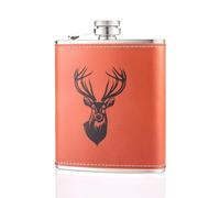 Flasque en acier inoxydable de 7 oz - Cadeau élégant pour homme, accessoire de chasse et cadeau pour chasseur, flacon de poche en acier inoxydable 304 de qualité supérieure avec étui en cuir, cadeaux