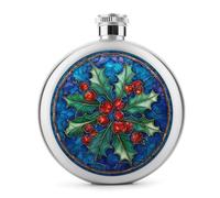 Flasque en acier inoxydable pour liqueur, gui avec baies rouges, bouteille de vin portable pour boisson, 140 ml