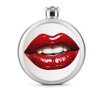 Flasque en acier inoxydable pour liqueur, joli graphique imprimé lèvres rouges classique, flasque de voyage, bouteille de vin, flasque de poche de 140 ml