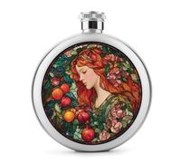 Flasque en acier inoxydable pour liqueur - Motif fleurs et fruits - Pour femme - 140 ml