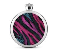 Flasque en acier inoxydable pour liqueur, motif zèbre abstrait, noir, rose, 140 ml