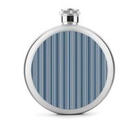Flasque en acier inoxydable pour liqueur, poche ronde, portable pour boissons - Motif rayures bleues - 140 ml