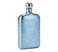 Flasque en métal et acier inoxydable pour whisky, vin, bouteille de poche portable pour homme, camping, randonnée, voyage, design à large goulot, argenté multicolore (bleu 240 ml)