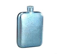Flasque en métal et acier inoxydable pour whisky, vin, bouteille de poche portable pour homme, camping, randonnée, voyage, design à large goulot, argenté (bleu, 180 ml)