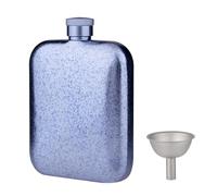 Flasque en Titane Ultra - Légère, Portable 59g, 11.7x8x2.8cm, Étanche avec Bouchon à Vis - Design Ergonomique, Entonnoir Inox Inclus, Idéale pour Whisky et Vin (Bleu glacier)