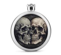 Flasque, flasque pour homme, motif tête de mort ensemble, flasque en acier inoxydable, bouteille d'alcool, pour whisky et autres boissons alcoolisées