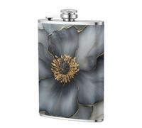 Flasque grise noire avec poche dorée 236,8 g, drapeaux en acier inoxydable pour papa, témoin d'honneur, mariage, voyage, camping