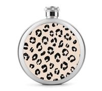 Flasque minimaliste en acier inoxydable avec imprimé léopard pour liqueur, bouteille de vin portable de poche ronde pour boisson 140 ml