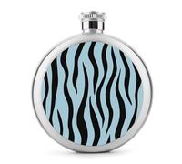 Flasque minimaliste en acier inoxydable avec rayures zébrées bleues pour liqueur, poche ronde portable pour boisson 140 ml