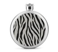 Flasque minimaliste en acier inoxydable avec rayures zébrées gris clair pour liqueur, poche ronde portable pour boisson, 150 ml