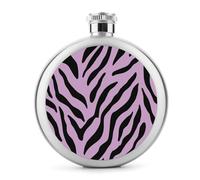 Flasque minimaliste en acier inoxydable avec rayures zébrées lavande pour liqueur, poche ronde portable pour boisson 140 ml
