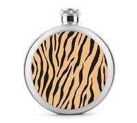 Flasque minimaliste en acier inoxydable avec rayures zébrées orange cantaloup pour liqueur, bouteille de vin portable pour boisson, 140 ml