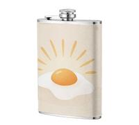 Flasque minimaliste milieu du siècle Sunny Side Up Egg de poche 236,8 g, drapeaux en acier inoxydable pour papa, témoin d'honneur, mariage, voyage, camping