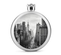 Flasque New York noire et blanche pour liqueur, bouteille en acier inoxydable, étanche, portable, pour extérieur, camping, voyage, cadeau de 140 ml