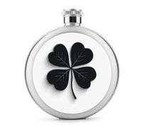 Flasque noire en acier inoxydable pour liqueur, trèfle à quatre feuilles, bouteille de vin portable pour boisson, 150 ml