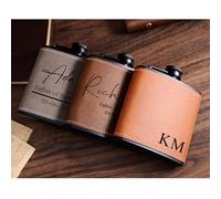 Flasque personnalisée de 177 ml en cuir avec gravure en acier inoxydable pour témoin de marié, cadeau de mariage, logo personnalisé