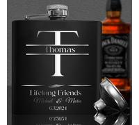 Flasque personnalisée pour homme - 177 ml - En acier inoxydable 304 - Personnalisable - Pour mariage, enterrement de vie de jeune fille, cadeau pour lui, cadeau d'anniversaire, cadeau de père