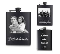 Flasque Personnalisée Pour Homme Gravée Sur Mesure Avec Texte et Photo Cadeau Personnalisé Pour Garçons D'honneur Père Mari Fête des Pères Noël (Photo personnalisée)