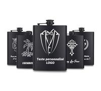 Flasque Personnalisée Pour Homme Gravée Sur Mesure Avec Texte et Photo Cadeau Personnalisé Pour Garçons D'honneur Père Mari Fête des Pères Noël (Icône personnalisée)