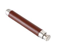 Flasque portable en acier inoxydable, avec un étui en cuir et un design tubulaire à fond rond poli, est parfait pour les spiritueux et les amateurs de whisky.-Brown