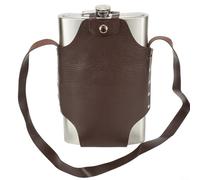 Flasque portable en acier inoxydable de 1,8 l avec couvercle en cuir, bouteille de vin en métal pour camping, randonnée et voyage, design résistant aux fuites