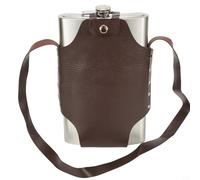 Flasque portable en acier inoxydable de grande capacité de 1,8 l avec couvercle en cuir pour voyage