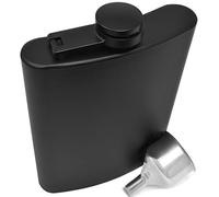 Flasque pour liqueur - 236,8 g - En acier inoxydable noir mat - Charnière noire - Étanche - Avec grand entonnoir - Boîte noire de qualité supérieure - Pour homme et femme IDALIO
