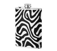 Flasque psychédélique noire et blanche avec lignes abstraites ondulées, 236,8 g, drapeaux en acier inoxydable pour papa, témoin d'honneur, mariage, voyage, camping