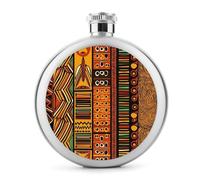 Flasque ronde à rayures africaines en acier inoxydable pour homme et femme 141,7 g