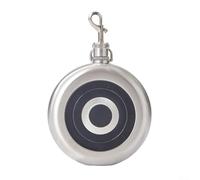 Flasque ronde en acier inoxydable avec tasse centrale pour whisky, rhum, vodka, alcool, camping, randonnée, festivals et voyages en voiture (noir)