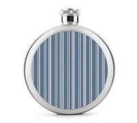 Flasque ronde portable en acier inoxydable à rayures bleues pour liqueur, bouteille à vin portable pour boisson, 150 ml