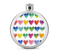 Flasque ronde portable en acier inoxydable avec cœurs multicolores pour boissons 140 ml