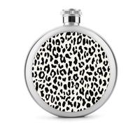 Flasque ronde portable en acier inoxydable avec imprimé léopard noir sur blanc pour liqueur, bouteille de vin portable pour boisson, 150 ml